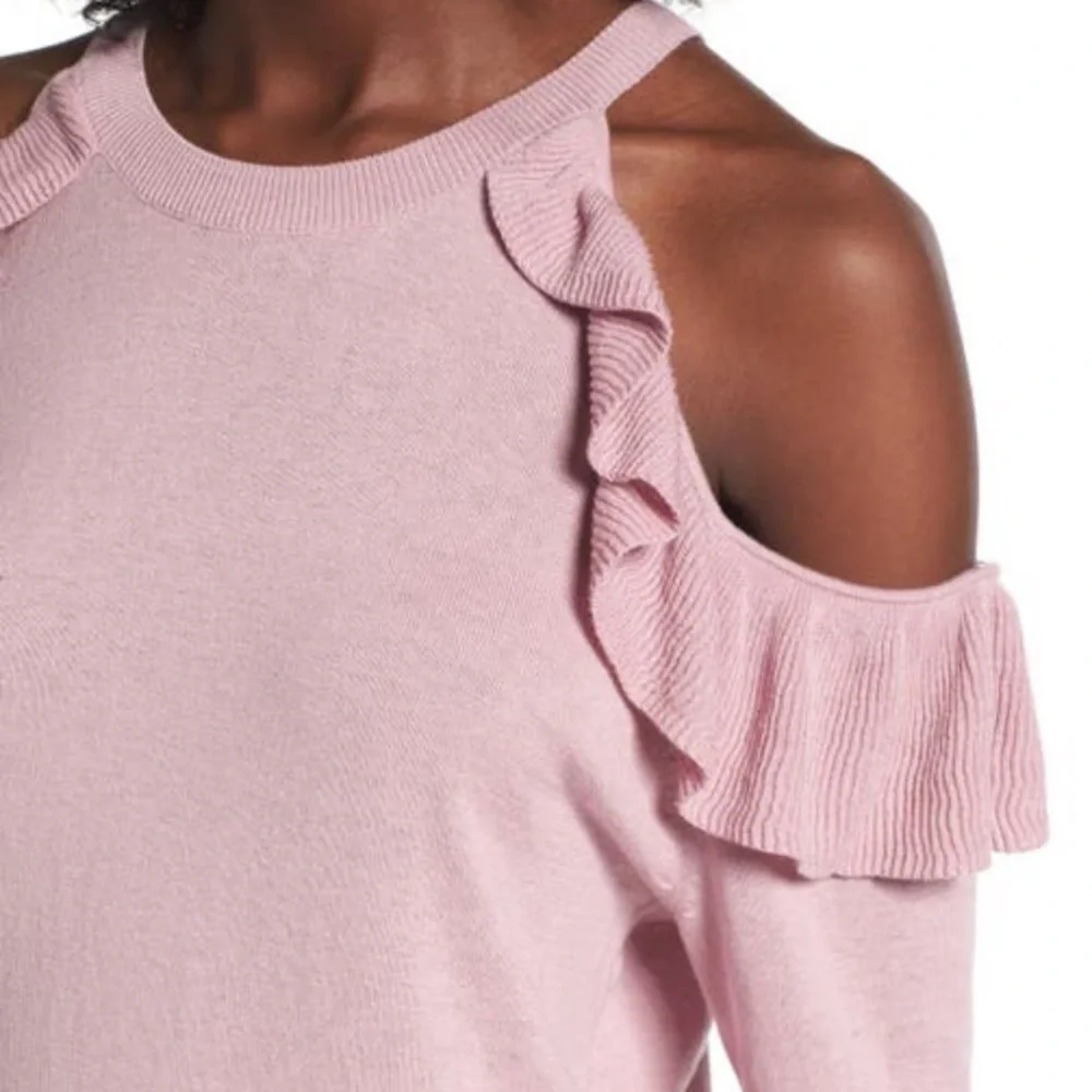BP Ruffle Cold Shoulder Pullover - Picture 1 of 6